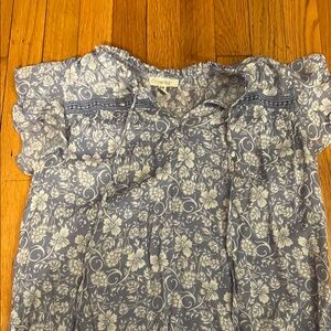 Floral Blue and White Blouse